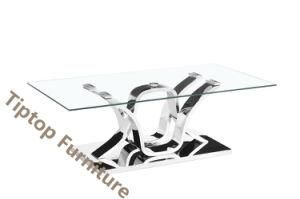 Restaurant End Table Stainless Steel Side Table with Tempered Glass Table Top Side Table