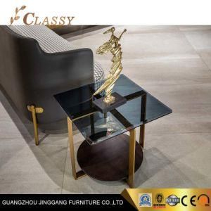 Glass Modern Side Table Home Wooden Base End Table