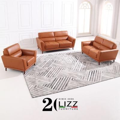 China Manufacturer European Stylish Office Living Room Furniture Modular Italian Leather Sofa with Armrest