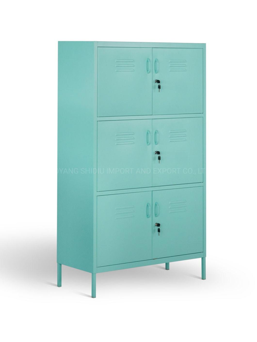 Modern 3-Tier Swing Door Metal Storage Cabinet for Home Use