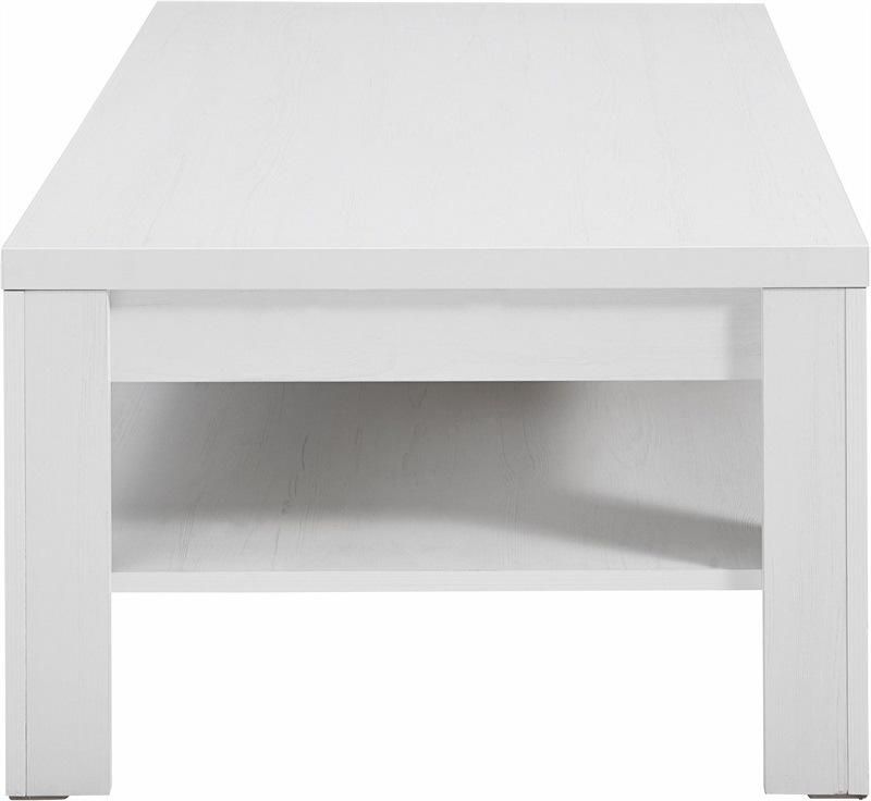 White Two-Layer Wooden Coffee Table with a Drawer