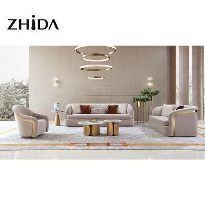 Zhida Home Furniture Luxury Style Living Room Wholesale Couch Set Italian Design Velvet Fabric 3 2 1 Seat Sofa for Sale