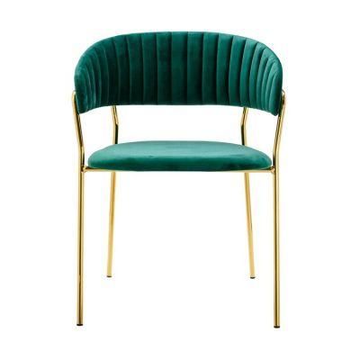 Wholesale High-Quality Nordic Armchair Green Modern Luxury Metal Elegant Golden Velvet Dining Chairs