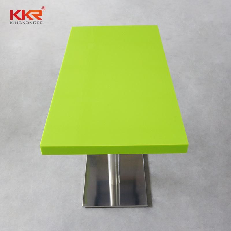 Fancy Warm Green 4 People Rectangle Solid Surface Restaurant Table