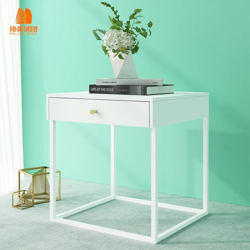 Cheap Simple Design Metal Frame Desk Home Study Writing Table with Cabinet
