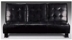 Black PVC 3 Seat Folded Modern Sofa Bed