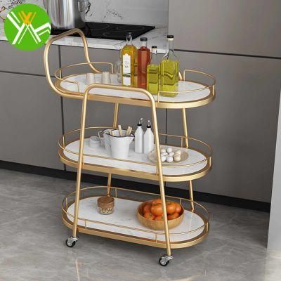 Yuhai Nordic Modern Hotel Marble Dining Car Commercial Mobile Frame Delivery Tea Car Home Multi-Function Food Serving Trolley
