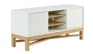 PVC Door Solid Wood Leg White LCD TV Cabinet