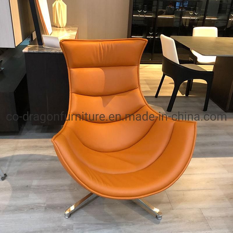Modern Snail Chair Metal Legs Leather Chaise Lounge Chair Sets
