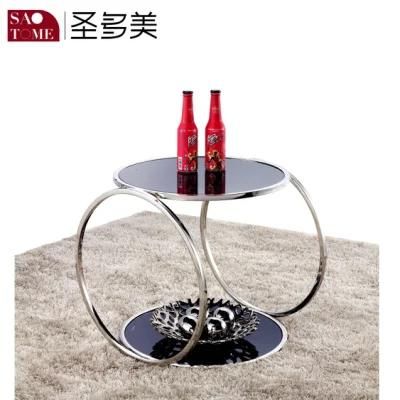 Modern Simple and Exquisite Living Room Furniture Metal Glass Round End Table