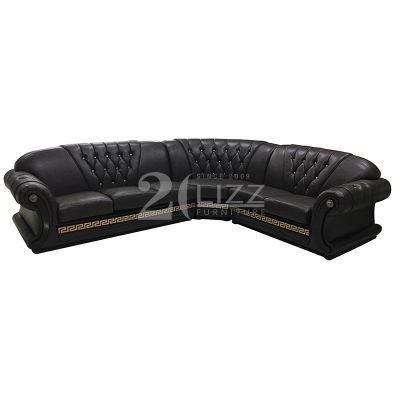 Online Discount Classic Design Home Furniture Chesterfield Modern Genuine Leather Versace Sofa Set