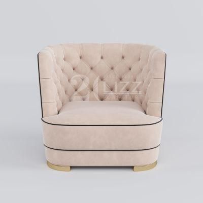 Italian Design European Style Home Furniture Set Wholsale Living Room Fabric Sofa Set Leisure Velvet Single Chair
