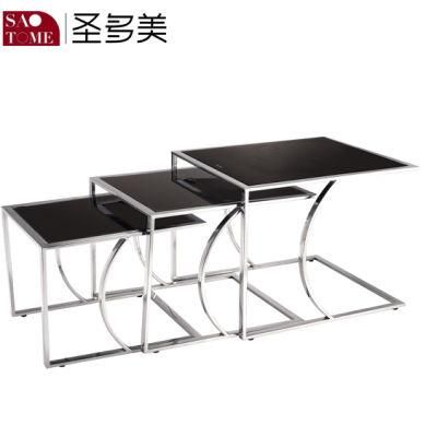 High Quality Tempered Glass Top Metal Coffee Side Table