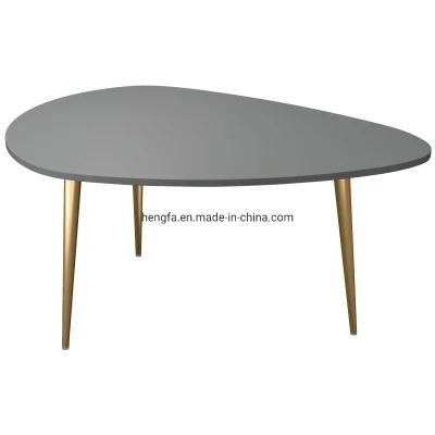 Living Room Furniture Gold Iron Legs Grey MDF Small Coffee Table