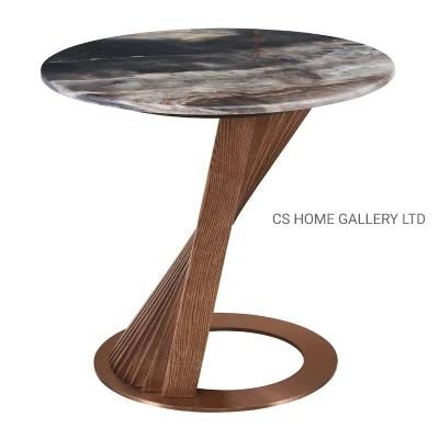 Modern Wooden Furniture Living Metal Marble Decoration Side Coffee Lamp Table