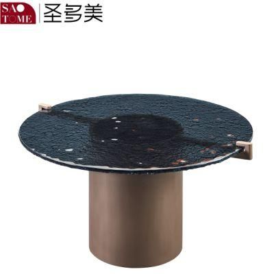 New Design Hotel Living Room Furniture Round Table with Fused Glass Surface and Metal Bottom