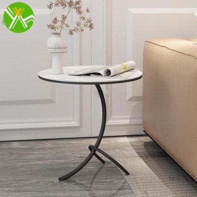 New Arrival Nordic Design Gold Side Table with Marble Top for Hotel Commercial Shop