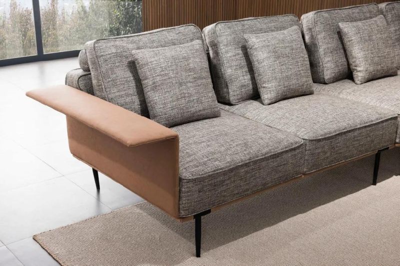 Guangdong Factory Living Room Sectional Corner Fabric Leather Sofa for Living Room Furniture