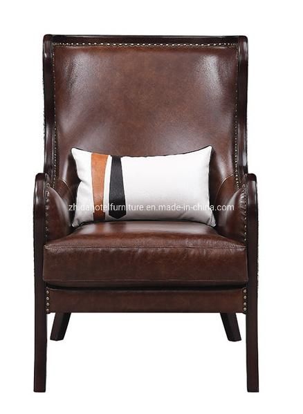 Modern Antique Leather Reception Area Hotel Lobby Living Room Chair