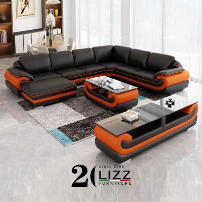 Modern European Design Living Room Furniture Sectional Leisure Corner Leather Couch