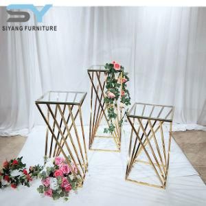 Luxury Decoration Wedding Golden Stainless Steel Flower Stands Pedestal Stand