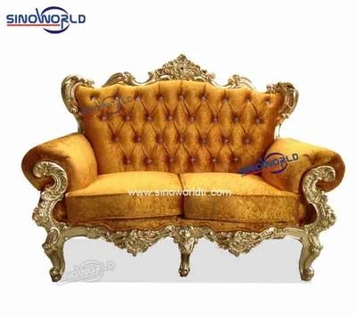 Velvet French High End Lounge Sofa Oak Bride and Groom Wood Event Wedding Sofa