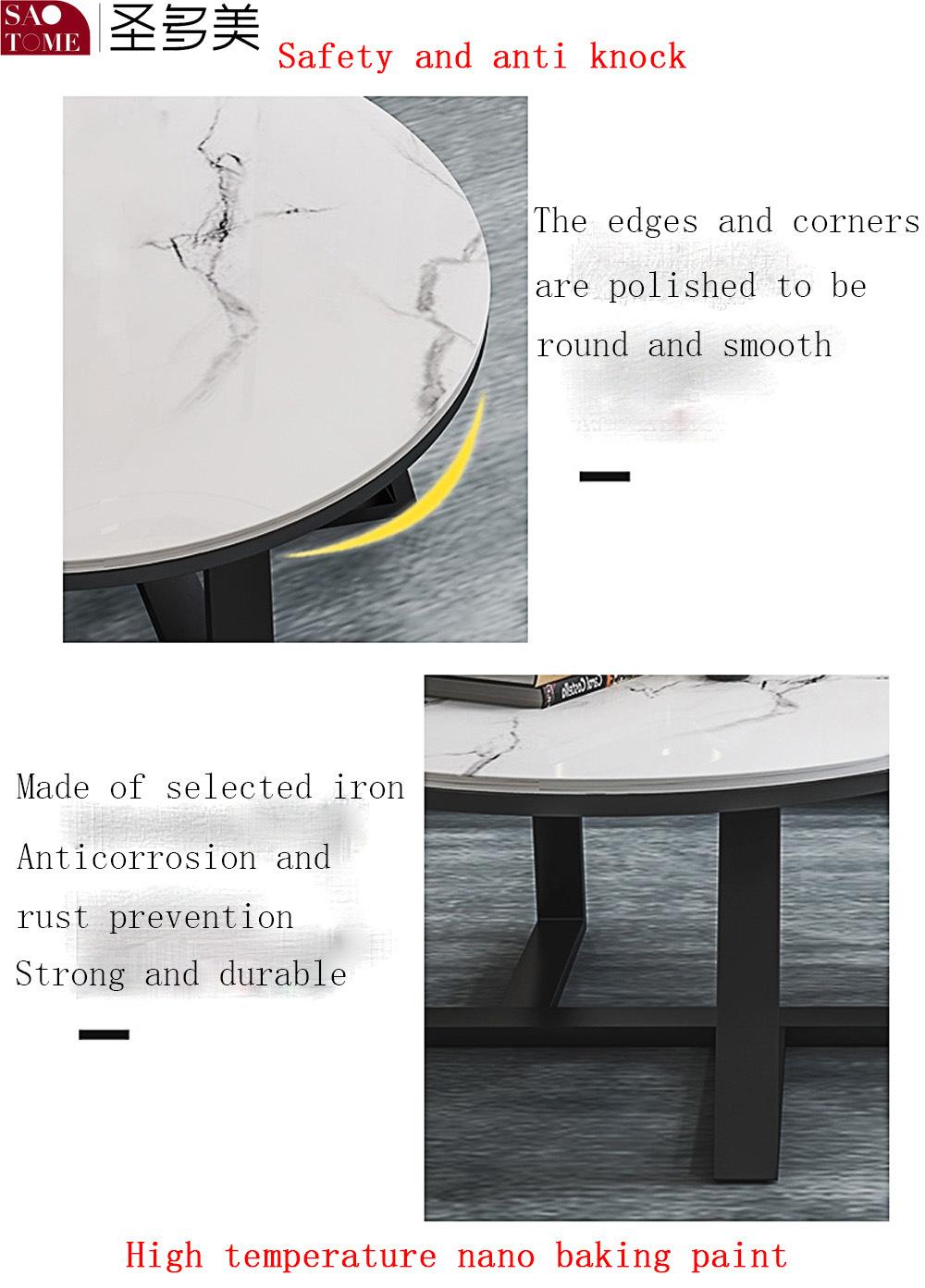 Modern Popular Living Room Furniture Two Specifications Matte Rock Plate Round Tea Table