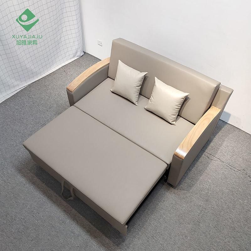 Multifunction Sofa Bed Foldable Wooden Couch Furniture Single Folding Genuine Leather Sofa Beds