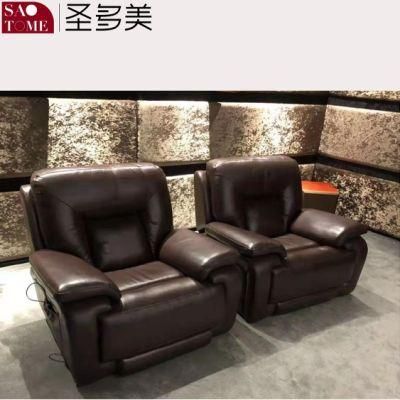 Modern Cinema Double Armrest Single Seat Leather Retractable Functional Sofa