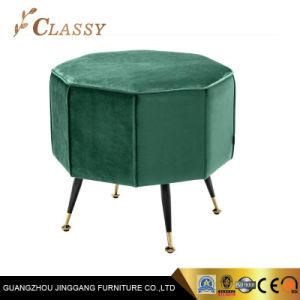 Green Velvet Octagon Modern Design Bar Stools in Pine Wood and Metal Legs