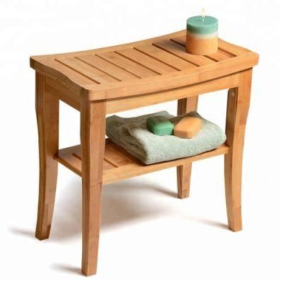 Bamboo Shower Bench Seat Wooden SPA Bench Stool