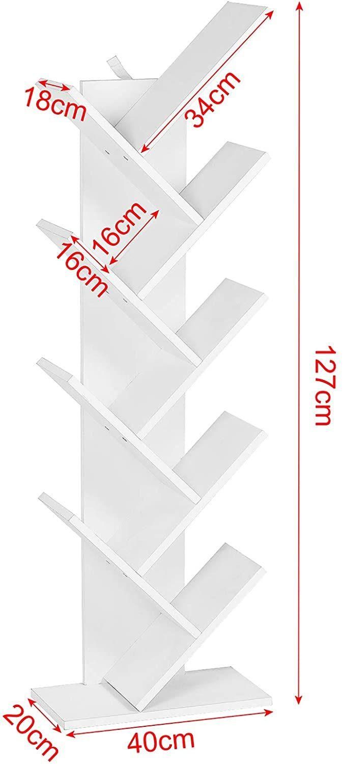 Bookcase Room Divider Filing Shelf Storage Shelf CD DVD Shelf with 8 Levels 40 X 20 X 127 Cm White