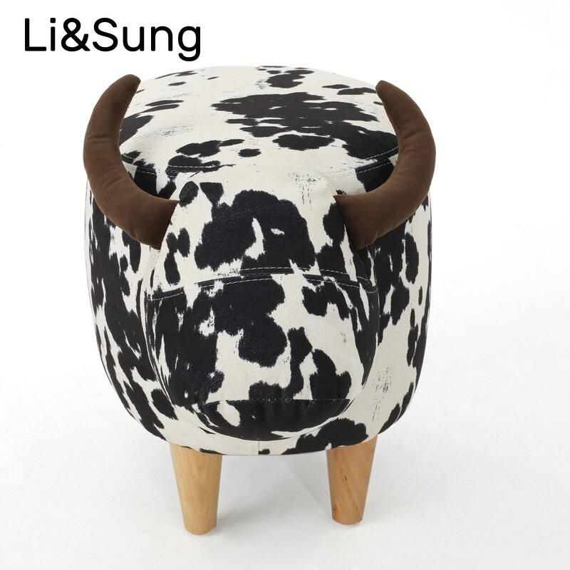 Li&Sung 10187 Creative Print Small Cow Animal Stool Ottoman