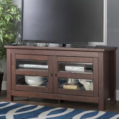 Living Room Furniture Brown TV Stand with Glass Door for Tvs up to 48 Inches