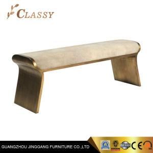 Bronze Painted Stainless Steel Bench Ottoman for Hotel Bedroom