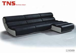 White-Black Leather Sofa (LS4A69) with Modern Design