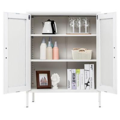 Modern Home Bathroom Furniture Metal Matte White Storage Cabinet