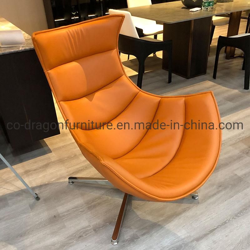 Modern Snail Chair Metal Legs Leather Chaise Lounge Chair Sets