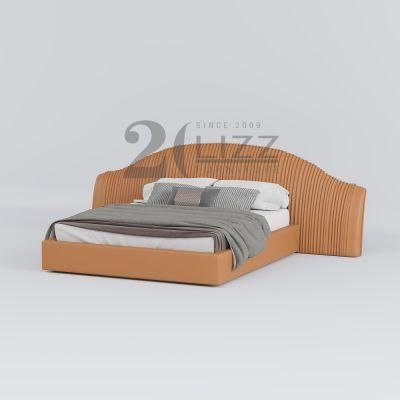 Unique Italian Top Leather Hotel Home Furniture Set Modern Luxury Bedroom Upholstered King Size Bed