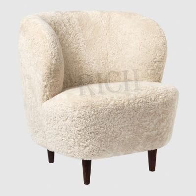 Sheepskin Furniture Lounge Leisure Accent Chair Modern Sofa Single Luxury Upholstery White Single Upholstered Leisure Chair