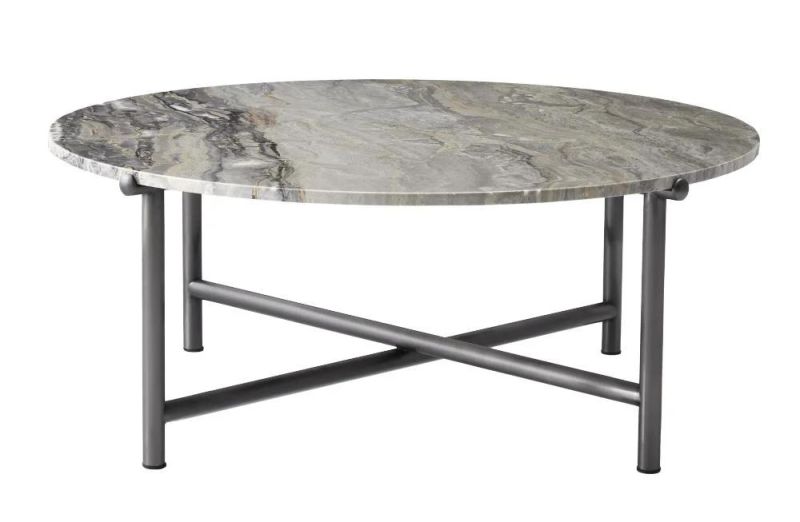 CT92A Natural Marble Top Coffee Table, Latest Design Coffee Table Metal Base, Italian Design Living Room Set in Home and Commercial Custom