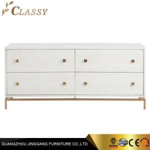 Luxury Hotel Hallway Cabinet with Golden Metal Steel and MDF Drawers