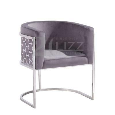 Nordic Style Modern Simple Senior Grey Fabric Home Furniture Chair Low Price with Stainless Steel