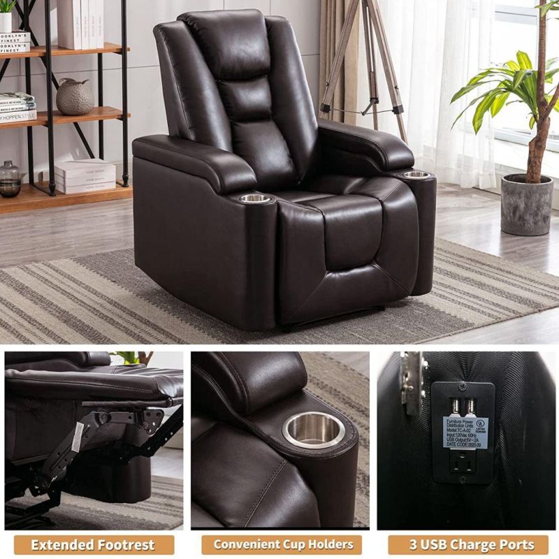 Jky Furniture Multifunction Leather Home Theater Recliner Sofa Set with Multifunction