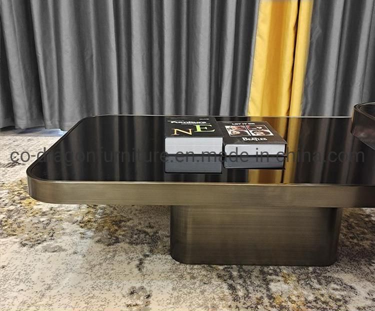 Modern Home Furniture Stainless Steel Coffee Table with Glass Top