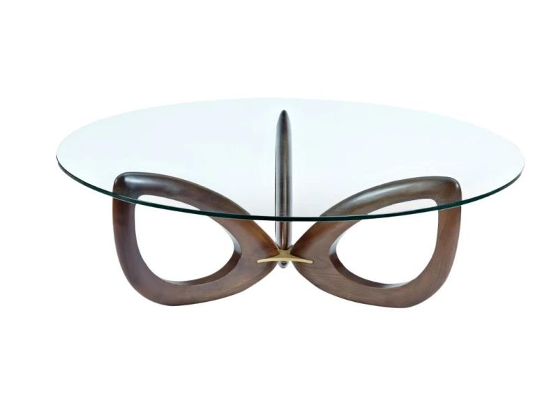 Morden Furniture Living Room Tea Table Wooden Round Glass Side Coffee Table