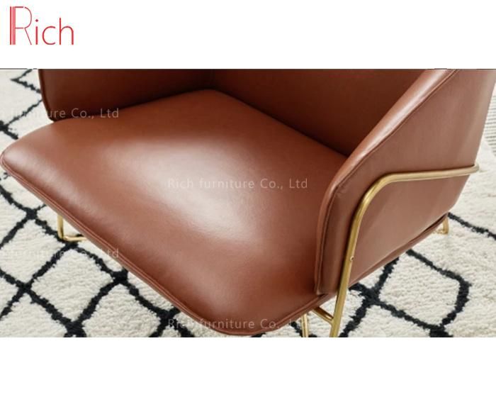Home Furniture Golden Metal Frame Leather Chair for Living Room