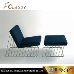 Two Colors Chaise Lounge with Ottoman for Garden Living Room Leisure Chair