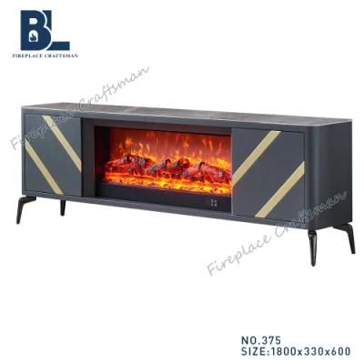 Grey Marble Top Electric Fireplace Surround Tb Stand with Wood Burning Insert