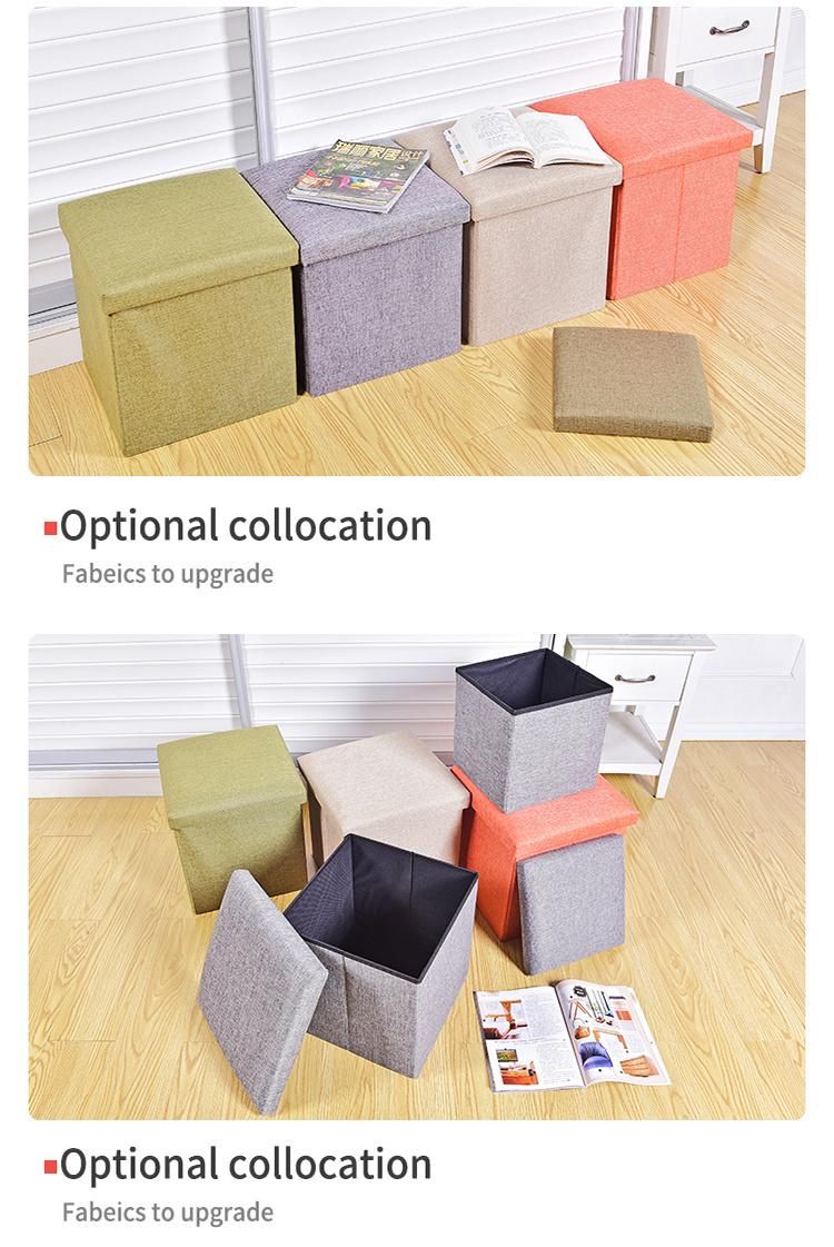 Big Size Cbm Folding Storage Cubes Ottoman Stool Bedroom Clothings Portable Folding Organizing Stool Square Box Stool Cheap